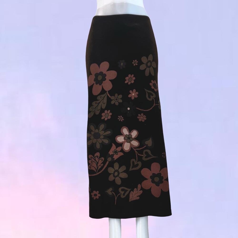 Vintage 90s y2k velvet floral express maxi skirt